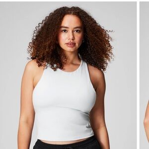 Fabletics white athletic tank with built in bra